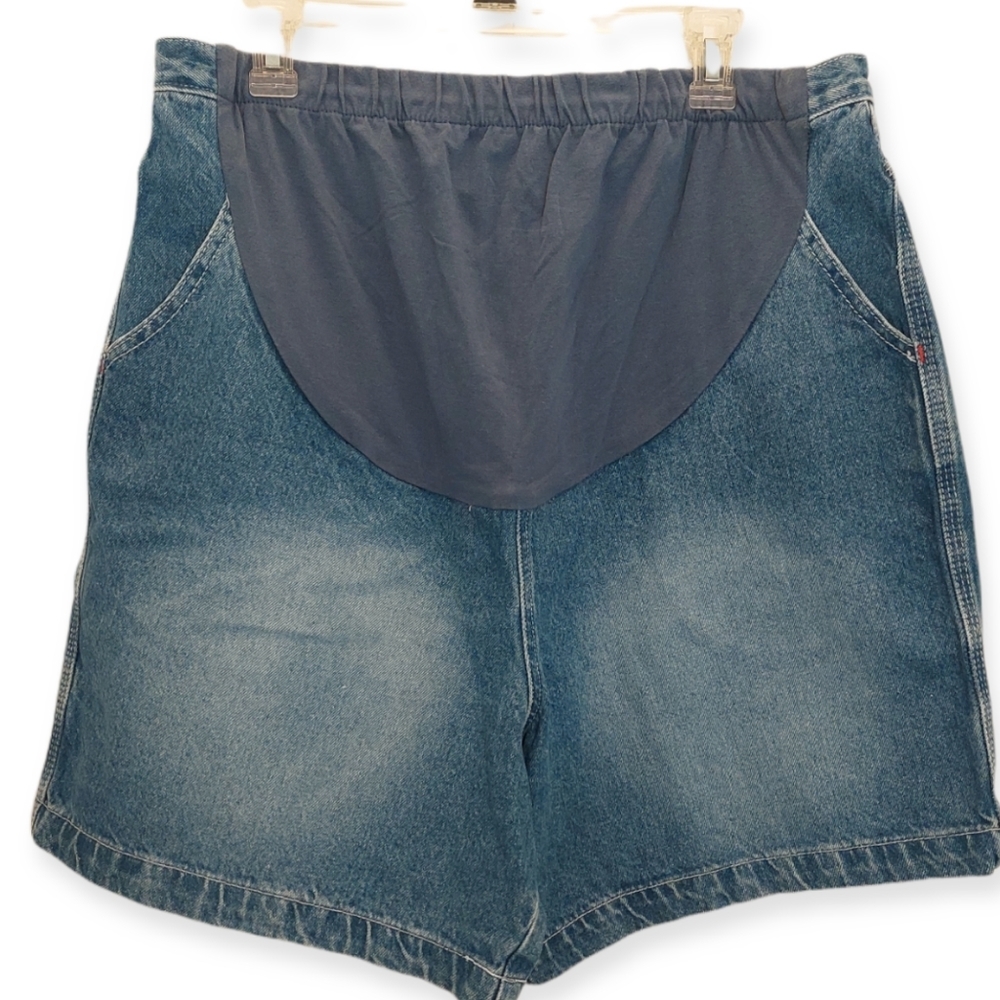 Motherhood Maternity Denim Shorts Size 14 Blue Distressed Wash